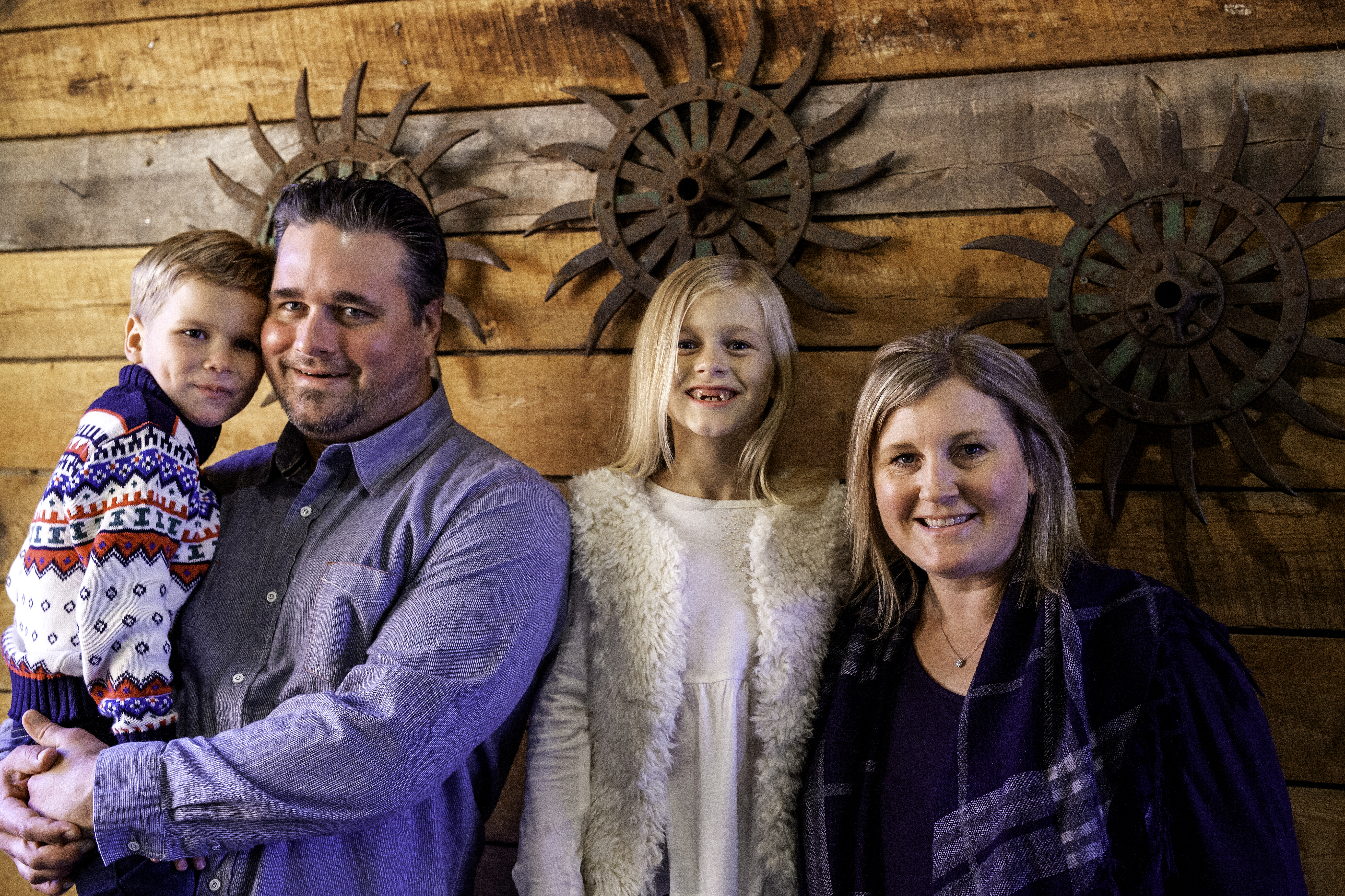 Portrait of family smiling