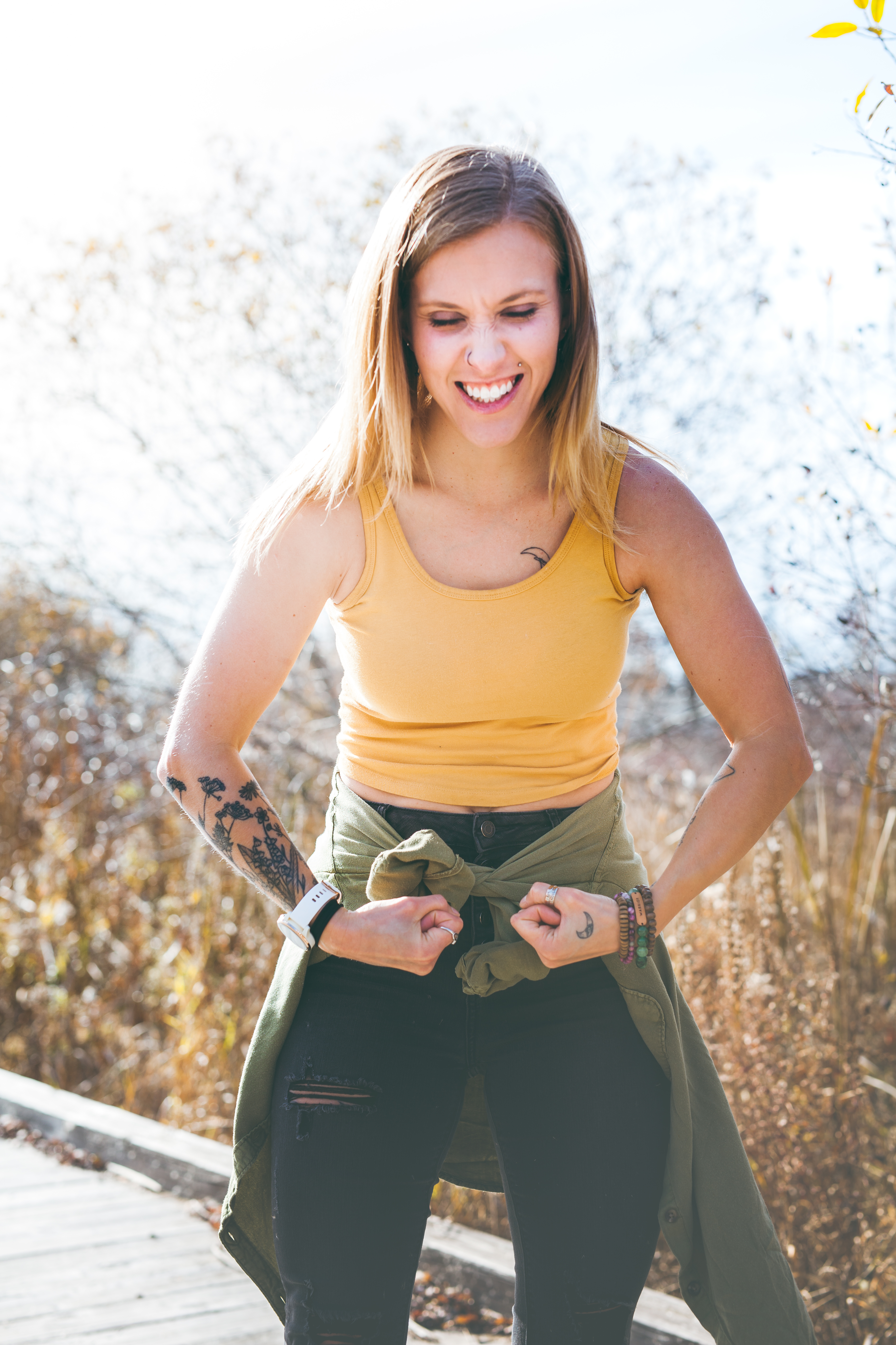 Woman flexing her muscles