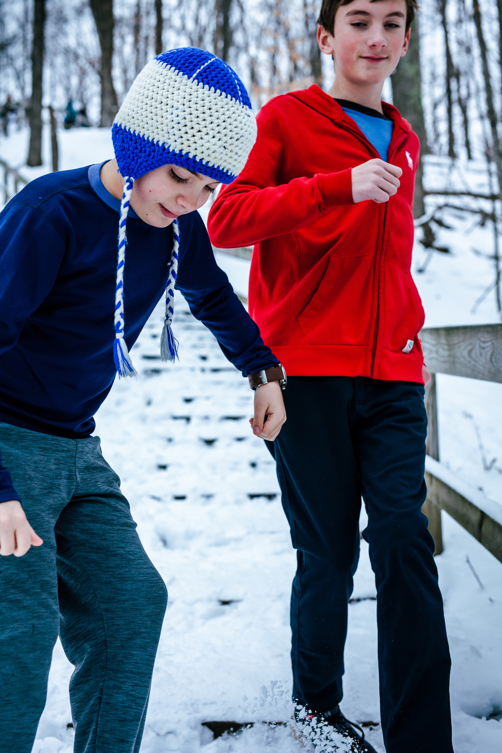 Children playing in the woods