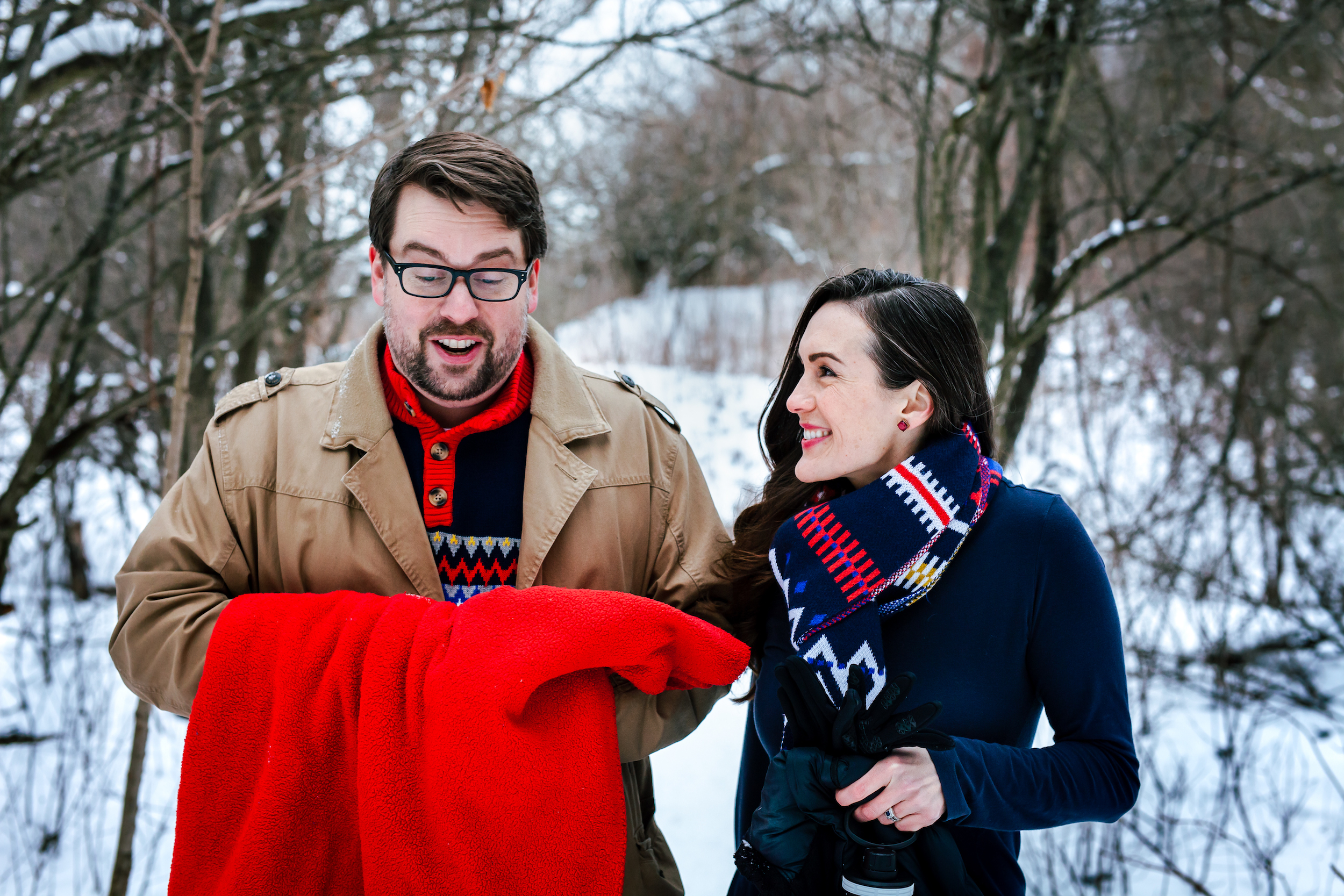 Couple looking happy