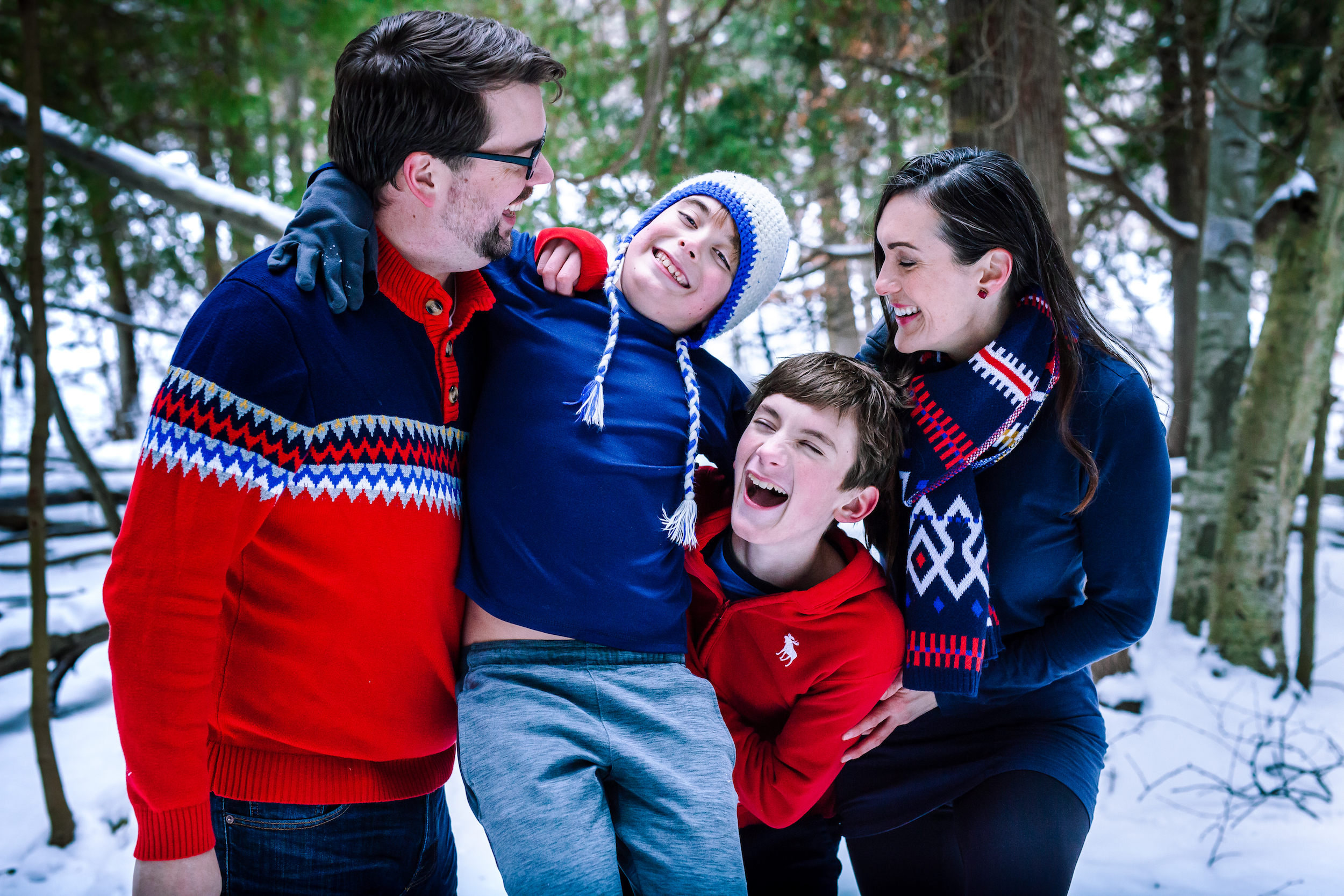 Family laughing together