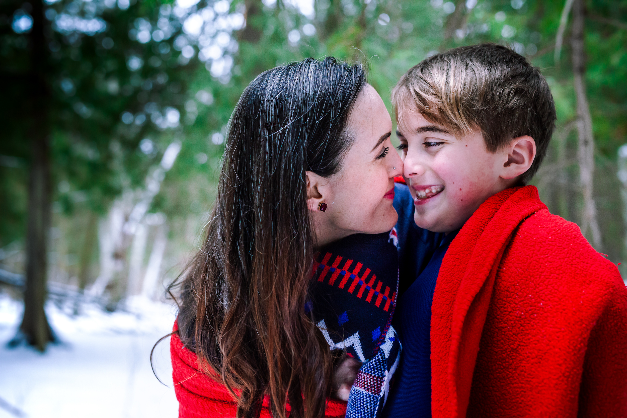 Mother and child touch noses